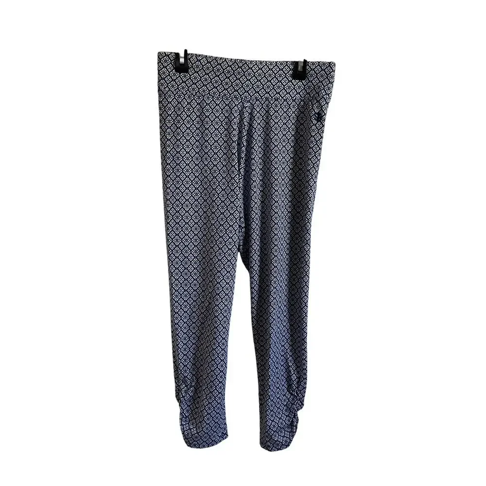 Coolibar UPF 50+ Blue Printed Matiz‎ Ruched Capris - Size Small